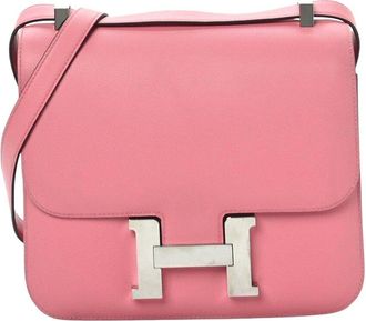 Herm&egrave;s Rose Ete Terre Battue Evercolor Verso Leather Constance 24 (Authentic Pre-Loved)