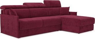 Divani.Store Miryam Sof&aacute; Cama Esquinero Con Reposacabezas Reclinables En Tejido Antimanchas T31 232 Cm Derecho Burdeos