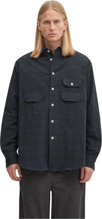 Kenzo Weave Workwear Overshirt - Heren - Casual Overhemden - Blauw - M - Katoen - Overhemden