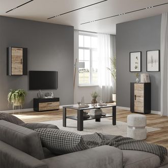 Vicco Conjunto De Sal&oacute;n Berno, Negro/roble Arena, Juego De 3 Piezas, Vicco