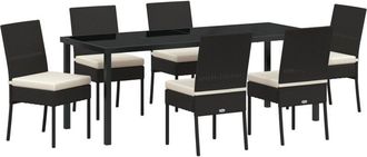 vidaXL Garden Dining Set 7 pcs Black Poly rattan vidaXL