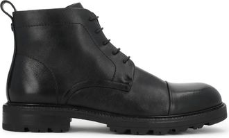 Kazar Enkellaarzen met Veters - Heren - Veterlaarzen - Zwart - 40 EU - Leer - Schoenen