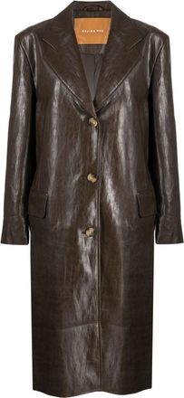 Rejina Pyo Kara faux-leather coat - women - Polyester/Viscose/Viscose/Polyester/Cotton/Metallic Fibre - M - Brown