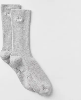 Alo | Half-Crew Understated Socks in Athletic Heather Grey, Size: Medium