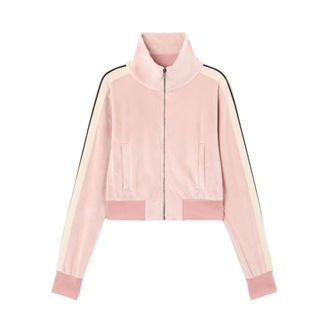 Palm Angels Training Jackets, female, Pink, Size: L Crop Track Jacket