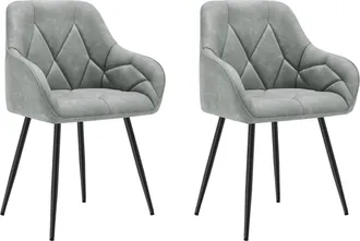 Woltu Juego De 2 Sillas De Sal&oacute;n O Cocina Acolchadas Modernas Con Patas De Metal. En Pu Vintage Gris - Woltu