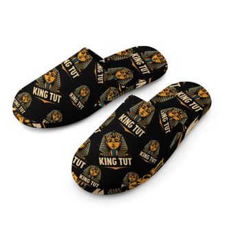 Generic Egyptian Pharaohs King Tut Mens Cozy Memory Foam Slippers Warm Cotton House Shoes Comfy Slipper for Indoor Outdoor