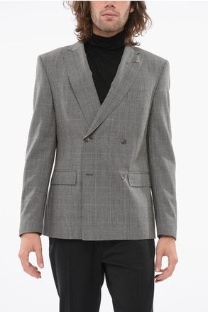 Corneliani CC Collection Double-Brested RESET Blazer with Glen Plaid Mo size 50