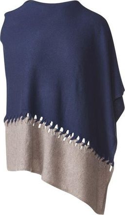 Kinross Cashmere Twist Stitch Poncho in Navy/seal at Nordstrom