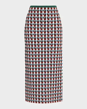 Zankov Raven Geo Wool Midi Skirt
