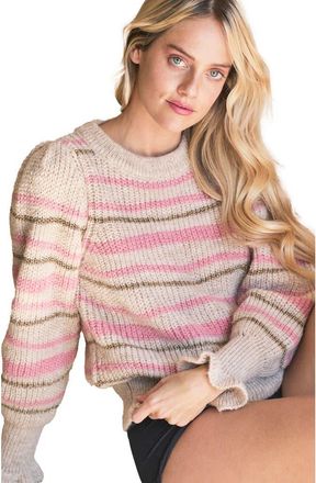 BTB Los Angeles BAILEY STRIPE SWEATER in Rose Stripe at Nordstrom, Size X-Small