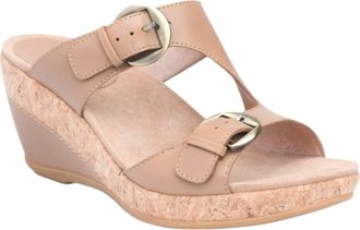 Dansko Womens Carla Wedge Sandals In Sand Full Grain