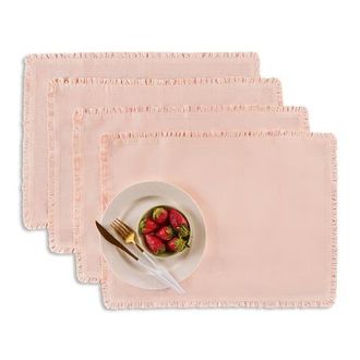 Solino Home Linen Placemats - Juliette Ruffle, 14 x 19 in Peach Cloud at Nordstrom, Size Medium