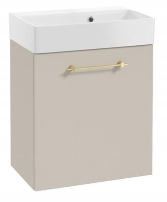 OEM Mueble De Ba&ntilde;o Suspendido Con Lavabo, 60x50cm, Color Cachemir, Tirador Elara Dorado