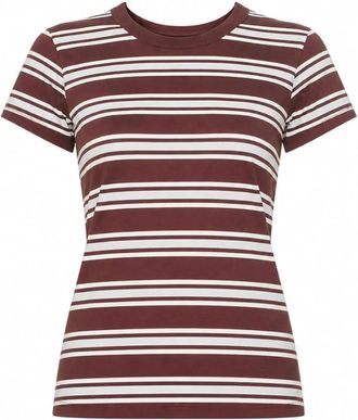 Rag & Bone Womens The Slub Stripe Tee, Brown Blue Multi