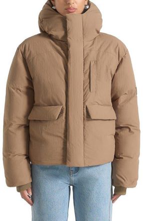 Mani&egrave;re De Voir Casey Unisex Minimal Raglan Puffer Jacket in Taupe at Nordstrom, Size Xx-Small