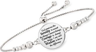 Ross-Simons Italian Sterling Silver Serenity Prayer Bolo Bracelet
