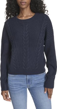 Tommy Hilfiger Womens Solid Crewneck Casual Sweater, Sky Captain, Small