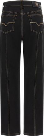 Versace High-Waist Medusa-Button Jeans - Black