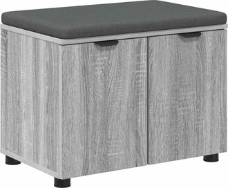 vidaXL Banco De Entrada Con Coj&iacute;n Gris Sonoma 60 X 38 X 46 Cm Vidaxl
