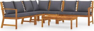 vidaXL Juego De Muebles Jard&iacute;n 6 Pzas Con Cojines Madera Maciza Acacia Vidaxl