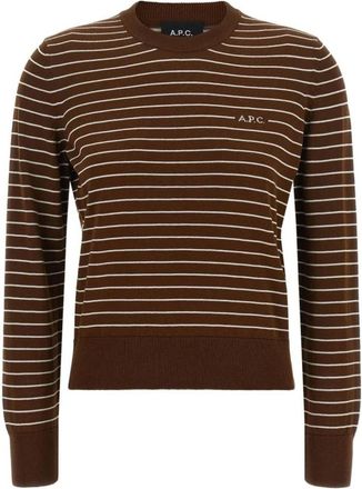 A.P.C. Jersey de cuello redondo a rayas - Knitwear - Mujer - Beige - S