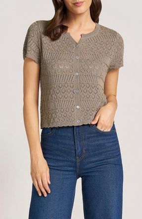 Matty M Orla Short Sleeve Cardigan in Dusty-Olive at Nordstrom, Size X-Large