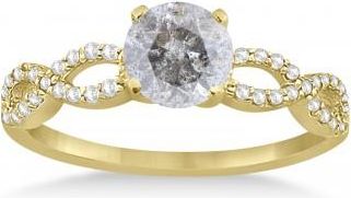 Allurez Twisted Infinity Round Salt & Pepper Diamond Engagement Ring 14k Yellow Gold (0.50ct)
