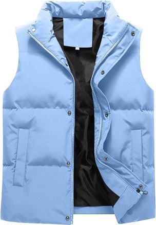 Generic Puffer Gilet Mens Winter Quilted Body Warmer Thick Windproof Outerwear Sleeveless Puff Jacket Padded Down Coat Thermal Vest Zip Up Casual Warm Waistco