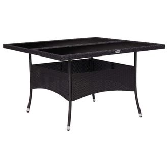 vidaXL Vidaxl - Mesa De Comedor De Jard&iacute;n Rat&aacute;n Sint&eacute;tico Y Vidrio Negro