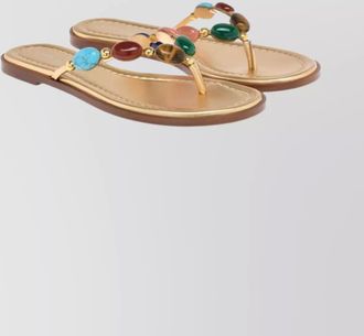 Gianvito Rossi gold-tone beaded thong strap flip-flops