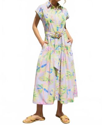 Dress Forum Floral Radiance Shirt Dress In Baja Blue