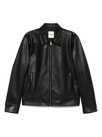 Sandro leather jacket - men - Viscose/Lambskin/Polyester - M - Black