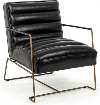 BIZZOTTO Bizzotto - Sillón con estructura de acero pintado y asiento tapizado en símil piel negra 62,5x74x80-45-56h cm