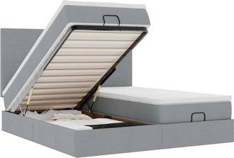 vidaXL Estructura De Cama Otomana Colchones Tela Gris Claro 200x200cm Vidaxl