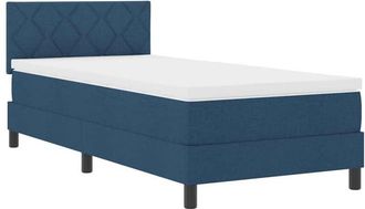 vidaXL Box Spring Bed with Mattress Dark Blue 90 x 190 cm Fabric vidaXL
