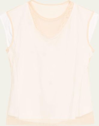 Simone Rocha Layered Liquid Cotton Cap-Sleeve Top