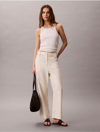 Calvin Klein Jeans Calvin Klein Womens Marcy Twill Wide Leg Pants - White - 10