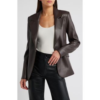 Good American Sculpted Faux Leather Blazer in Bark003 at Nordstrom Rack, Size X-Large
