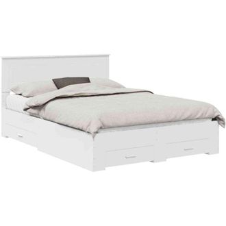 vidaXL Bed Frame with Headboard White 140 x 200 cm Engineered Wood vidaXL