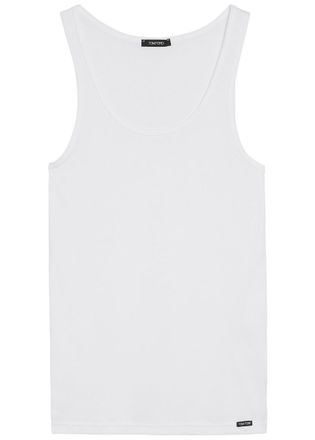 Tom Ford Ribbed Logo Jersey Tank - White - XL