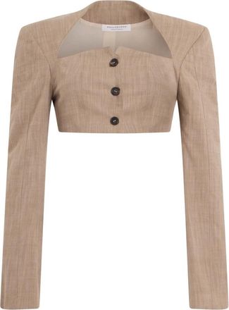 Philosophy di Lorenzo Serafini Korte Top - Dames - Longsleeves - Beige - XS - Katoen - Tops