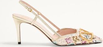 Valentino Garavani VLogo Signature Slingback D&eacute;collet&eacute; With Rhombelle Embroidery 80Mm Wo