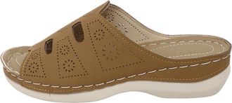 Generic 2026 Women Slippers Womens Fashion Solid Color Embroidered Open Toe Comfortable Shoes (Brown, 4.5)