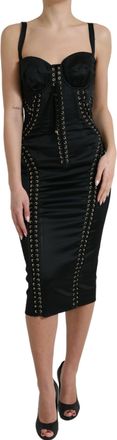 Dolce & Gabbana Womens Pencil Corset Dress Sleeveless Silk - Black - Size EU 38 (Womens)