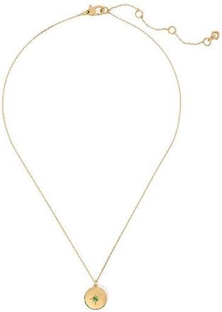 Kate Spade New York The Color Spark Collection Green Loyalty Medallion Womens Necklace Green/Gold, Brass/Cubic Zirconia