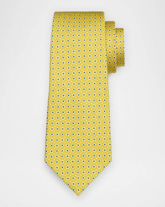 Kiton Mens Micro-Medallion Silk Tie