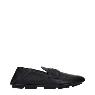 Dolce & Gabbana Black Leather Slip-On Mens Loafers