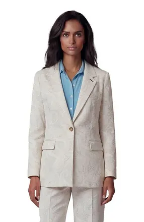 Lords of Harlech Crochet Paisley Womens Tailored Blazer in Crochet Paisley Ivory at Nordstrom, Size 14