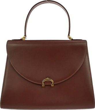 Cartier Cartier Must De Cartier 2C Logo Hand Bag Leather Burgundy Leather Handbag (Pre-Owned)